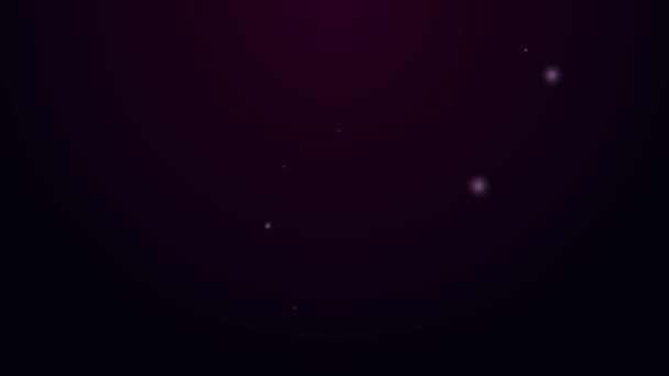 Leuchtende Neon-Linie Brennendes Kerzensymbol isoliert auf violettem Hintergrund. Zylindrischer aromatischer Kerzenständer mit brennender Flamme. Frohe Halloween-Party. 4K Video Motion Grafik Animation — Stockvideo