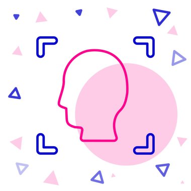 Çizgi Yüz tanımlama simgesi beyaz arkaplanda izole edildi. Yüz tanımlama simgesi. Yüz tanıma. Siber güvenlik kavramı. Renkli taslak konsepti. Vektör.