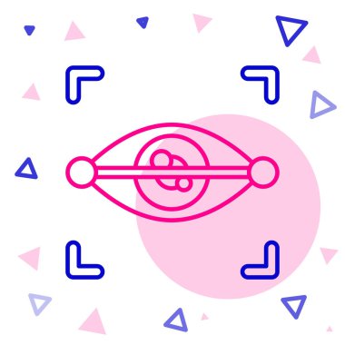 Çizgi Göz tarama simgesi beyaz arkaplanda izole edildi. Göz taraması yapılıyor. Güvenlik kontrol sembolü. Siber göz işareti. Renkli taslak konsepti. Vektör.