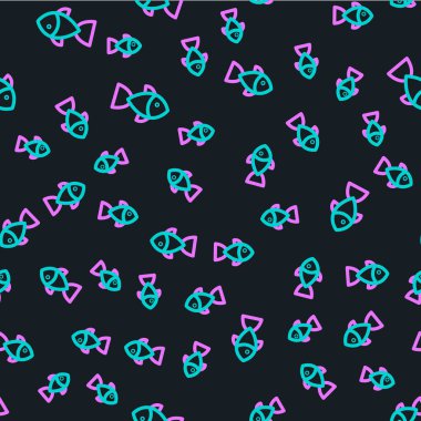 Line Fish simgesi siyah arkaplanda izole edilmiş. Vektör.