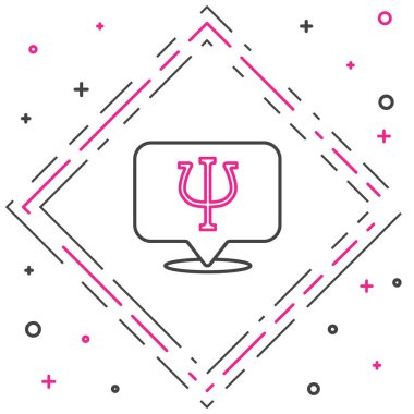 Beyaz arka planda izole edilmiş çizgi psikolojisi ikonu. Psi sembolü. Akıl sağlığı konsepti, psikanaliz analizi ve psikoterapi. Renkli taslak konsepti. Vektör.