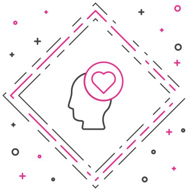 Kırık kalp ya da boşanma simgesi beyaz arka planda izole edilmiş. Aşk sembolü. Sevgililer Günü. Renkli taslak konsepti. Vektör.