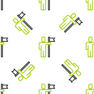 İdari simgelerden oluşan bir ekibin çizgi lideri beyaz arka planda kusursuz desen izole etti. Vektör.