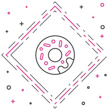 Beyaz arka planda izole edilmiş tatlı jöleli donut. Renkli taslak konsepti. Vektör.