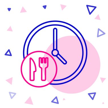 Beyaz arkaplanda izole edilmiş saat başı dağıtım simgesi. Renkli taslak konsepti. Vektör.