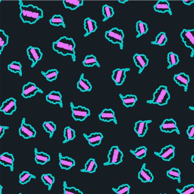 Çizgi fikri, konuşma balonu simgesi siyah arkaplanda izole edilmiş kusursuz desen. Bulut konuşmasıyla mesaj balonu fikri. Vektör.