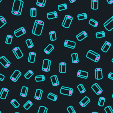 Çizgi kağıt rulo simgesi siyah arkaplanda izole edilmiş kusursuz desen. Vektör.