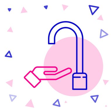 Beyaz arka planda izole edilmiş sabun ikonuyla el yıkama. Virüs ve bakterileri önlemek için ellerini sabunla yıkıyorsun. Renkli taslak konsepti. Vektör.