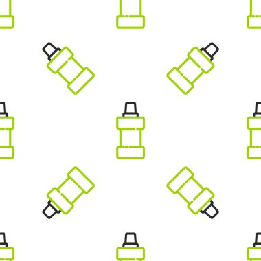 Çamaşır deterjanı, çamaşır suyu, bulaşık deterjanı ya da beyaz arka planda izole edilmiş başka bir temizlik maddesi ikonu için çizgi plastik şişe. Vektör.