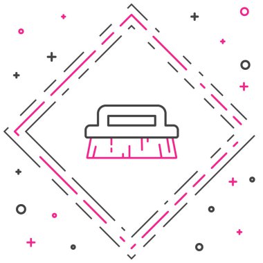 Temizleme simgesi için çizgi fırçası beyaz arkaplanda izole edildi. Renkli taslak konsepti. Vektör.