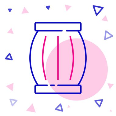 Çizgi barut namlusu simgesi beyaz arkaplanda izole edildi. TNT dinamit ahşap fıçı. Renkli taslak konsepti. Vektör.