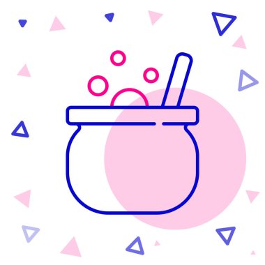 Cadılar Bayramı çizgi cadı kazan ikonu beyaz arka planda izole. Mutlu Cadılar Bayramı Partisi. Renkli taslak konsepti. Vektör.