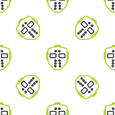 Çizgi Hokeyi maskesi simgesi beyaz arkaplanda izole edilmiş kusursuz desen. Mutlu Cadılar Bayramı Partisi. Vektör.