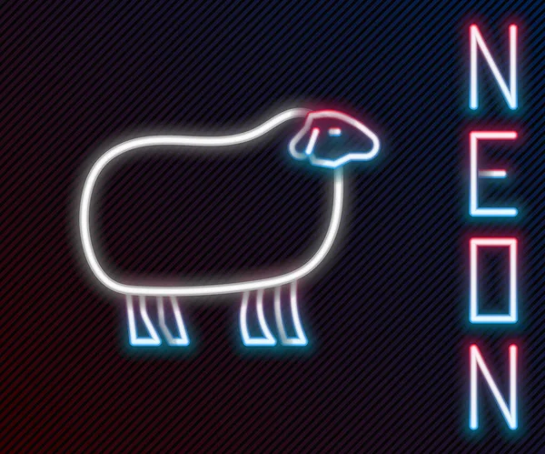 Świecące Neon Linii Ikona Owiec Izolowane Czarnym Tle Symbol Zwierzęcia — Wektor stockowy
