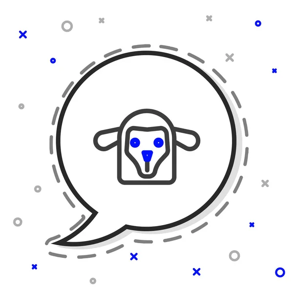 Ligne Icône Tête Mouton Isolé Sur Fond Blanc Symbole Animal — Image vectorielle