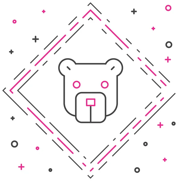 Значок Медвежья Голова Линии Изолирован Белом Фоне Красочная Концепция Контура — стоковый вектор