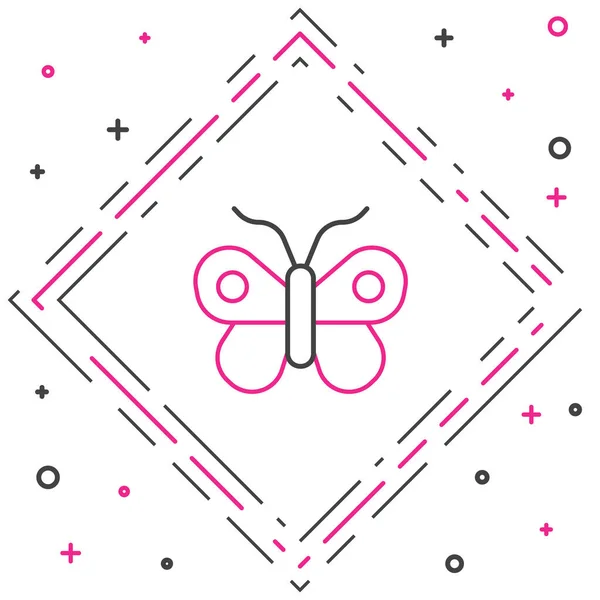 Ligne Icône Papillon Isolé Sur Fond Blanc Concept Contour Coloré — Image vectorielle