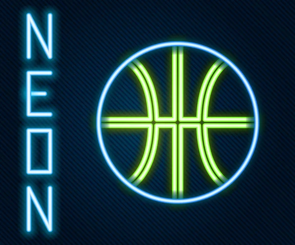 黒の背景に孤立したネオンラインバスケットボールのアイコンを光る スポーツシンボル カラフルなアウトラインコンセプト ベクトル — ストックベクタ