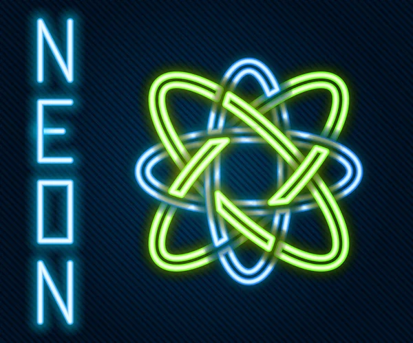 Gloeiende Neon Lijn Atom Icoon Geïsoleerd Zwarte Achtergrond Symbool Van — Stockvector