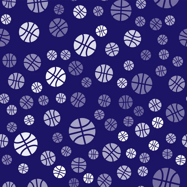 White Basketball Ball Icon Isolated Seamless Pattern Blue Background Sport — Stock Vector