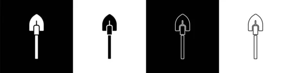 Set Icono Pala Aislado Sobre Fondo Blanco Negro Herramienta Jardinería — Vector de stock