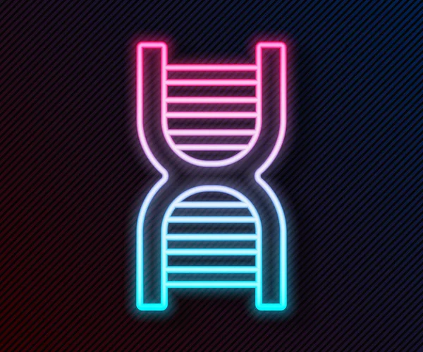 Gloeiende Neon Lijn Dna Symbool Pictogram Geïsoleerd Zwarte Achtergrond Vector — Stockvector