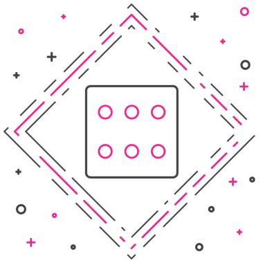 Çizgi Oyun zar simgesi beyaz arkaplanda izole edildi. Kumarhane kumarı. Renkli taslak konsepti. Vektör İllüstrasyonu.