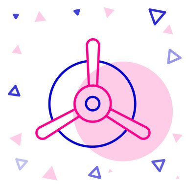 Çizgi Düzlemi pervanesi simgesi beyaz arkaplanda izole edildi. Klasik uçak pervanesi. Renkli taslak konsepti. Vektör İllüstrasyonu.