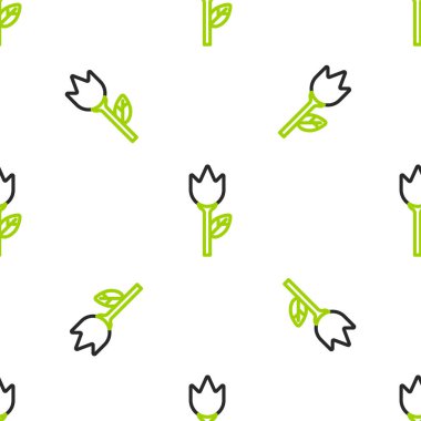 Çizgi Çiçeği lale simgesi beyaz arkaplanda izole edilmiş kusursuz desen. Vektör İllüstrasyonu.