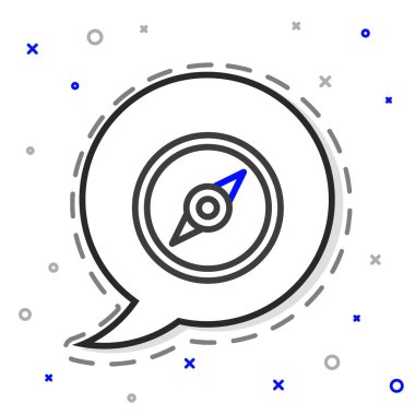 Pusula simgesi beyaz arkaplanda izole edildi. Rüzgâr yön bulma sembolü. Rüzgar gül işareti. Renkli taslak konsepti. Vektör İllüstrasyonu.