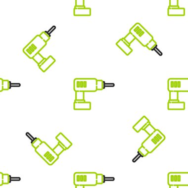 Line Electric matkap simgesi beyaz arkaplanda izole edilmiş kusursuz desen. Tamir aleti. Vektör İllüstrasyonu.