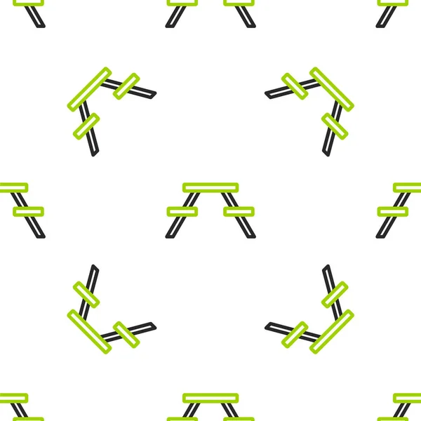 Ligne Table Pique Nique Avec Des Bancs Chaque Côté Icône — Image vectorielle