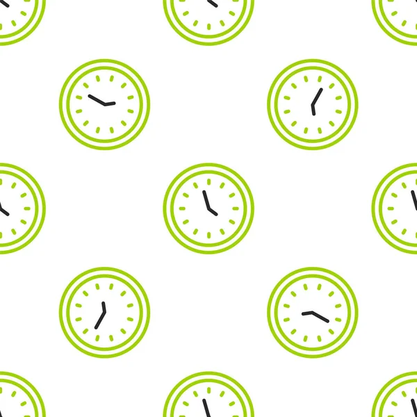 Line Clock Icoon Geïsoleerd Naadloos Patroon Witte Achtergrond Tijdsymbool Vector — Stockvector