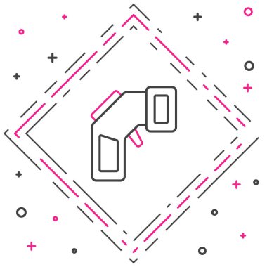 Beyaz zemin üzerinde kızılötesi ışık ikonu olan çizgi dijital temassız termometre. Renkli taslak konsepti. Vektör.