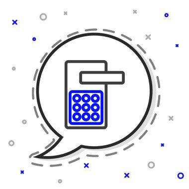 Beyaz arkaplanda izole edilmiş ikonu açmak için kablosuz teknolojiye sahip çizgi dijital kapı kilidi. Kapı kolu tabelası. Güvenlik akıllı ev. Renkli taslak konsepti. Vektör.