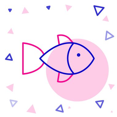 Line Fish simgesi beyaz arkaplanda izole edildi. Renkli taslak konsepti. Vektör.