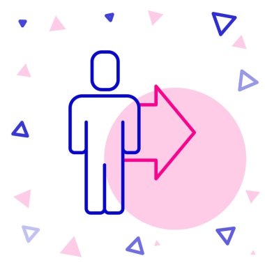 İdari simgelerden oluşan bir ekibin çizgi lideri beyaz arka planda izole edildi. Renkli taslak konsepti. Vektör.