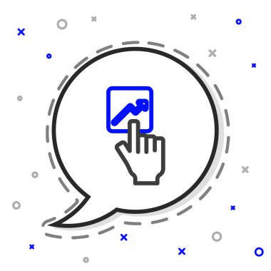 İdari simgelerden oluşan bir ekibin çizgi lideri beyaz arka planda izole edildi. Renkli taslak konsepti. Vektör.