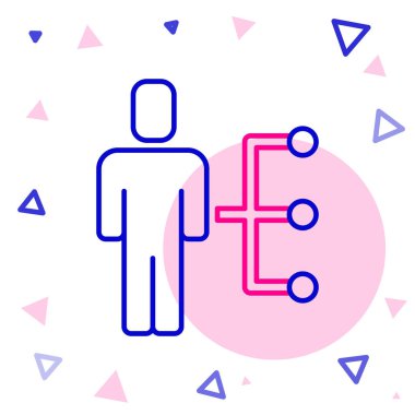 Takım elbiseli adam çizgisi kullanıcısı beyaz arka planda izole edilmiş. İş simgesi kullanıcı profili simgesi simgesi. Erkek kullanıcı işareti. Renkli taslak konsepti. Vektör.