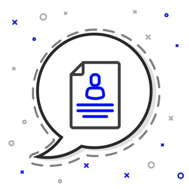 Beyaz arkaplanda izole edilmiş çizgi simgesine devam et. Özgeçmiş başvurusu. Profesyonel personel aranıyor. Personel analizi devam ediyor. Renkli taslak konsepti. Vektör.