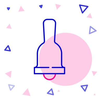 Satır zil simgesi beyaz arkaplanda izole edildi. Alarm sembolü, servis zili, el zili işareti, uyarı sembolü. Renkli taslak konsepti. Vektör.