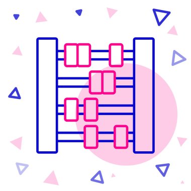 Çizgi Abaküs simgesi beyaz arkaplanda izole edildi. Geleneksel sayım çerçevesi. Eğitim işareti. Matematik okulu. Renkli taslak konsepti. Vektör.