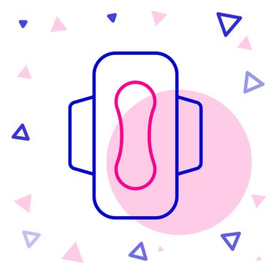 Adet çizgisi ve beyaz arka planda izole edilmiş hijyenik peçete ikonu. Kadın hijyen ürünleri. Renkli taslak konsepti. Vektör.