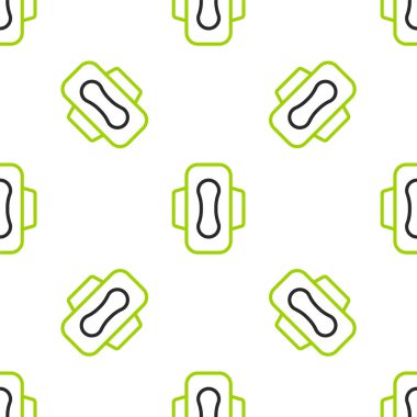 Adet çizgisi ve hijyenik peçete ikonu beyaz arka planda kusursuz desen izole etti. Kadın hijyen ürünleri. Vektör.