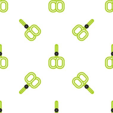 Çizgi tırnak makası tırnak eti kesimi güzellik salonu ikonu beyaz arka planda izole edilmiş pürüzsüz desen. Manikür için kozmetik makas. Vektör.