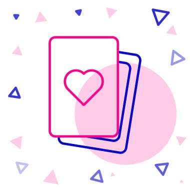 Kağıt oynatma simgesi beyaz arkaplanda izole edildi. Kumarhane kumarı. Renkli taslak konsepti. Vektör.