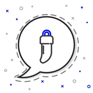 Amerikan yerlilerinin beyaz arka planda izole edilmiş çizgi diş ikonu. Dişli kolye. Renkli taslak konsepti. Vektör.