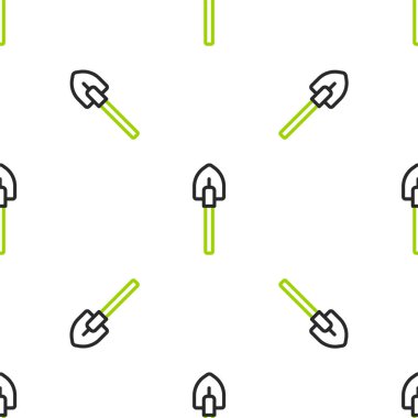 Çizgi küreği simgesi beyaz arkaplanda izole edilmiş kusursuz desen. Bahçe aletleri. Bahçecilik, tarım, çiftçilik aleti. Vektör.