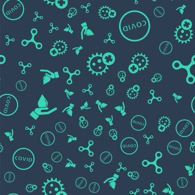 Pozitif virüsü, Corona virüsünü covid-19 'u, sabunla ellerini yıkamayı ve virüsü kusursuz bir şekle sokmayı ayarlayın. Vektör.