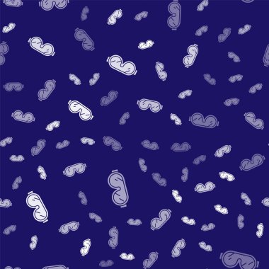 Beyaz Kayak gözlüğü simgesi mavi arkaplanda izole edilmiş kusursuz desen. Olağanüstü bir spor. Spor malzemeleri. Vektör İllüstrasyonu.